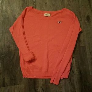 Coral pink off the shoulder sweater